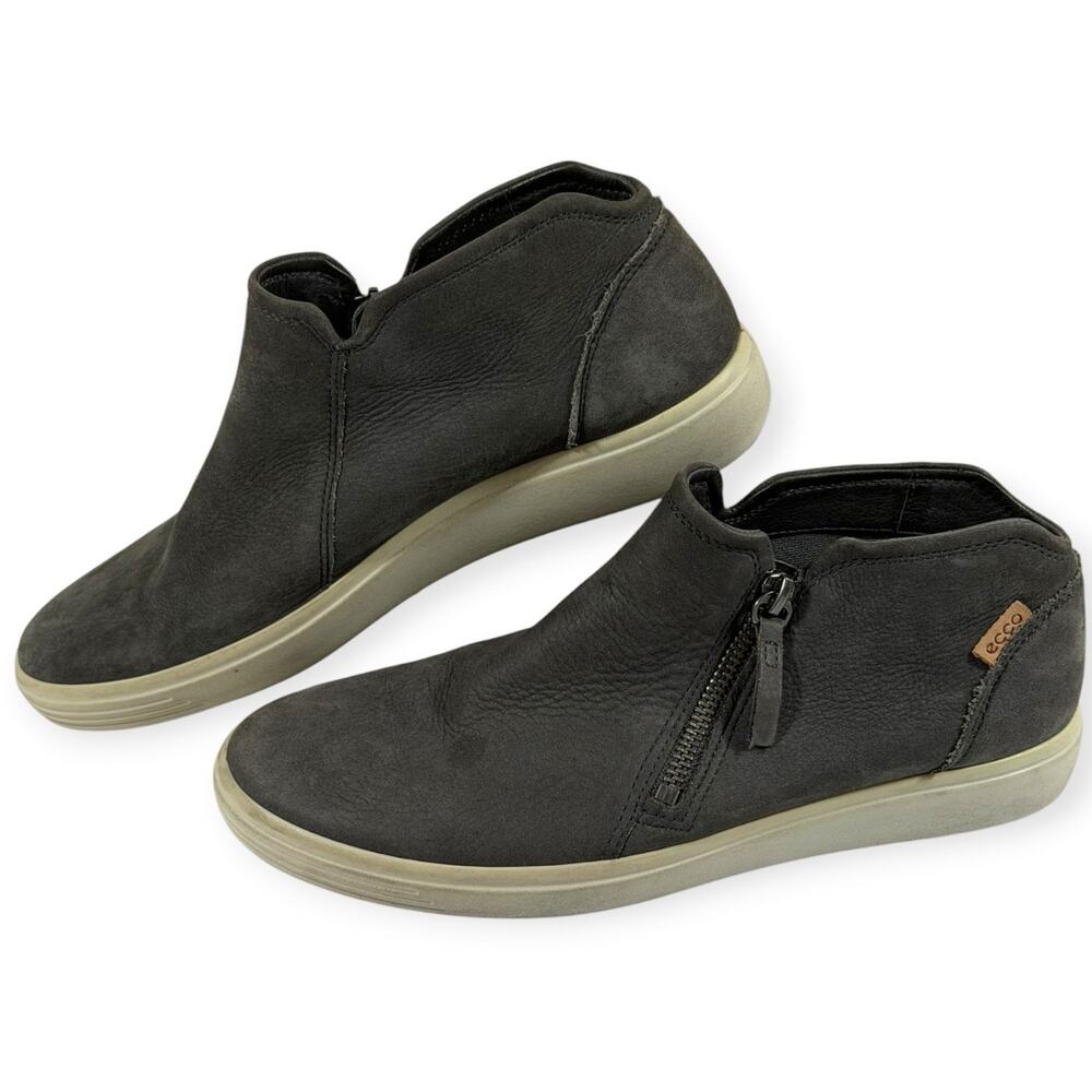 ECCO Soft 7 Nubuck Bootie Sneakers, Gray, Women's 8.5, EU 39
